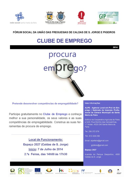 Cartaz Clube do Emprego Caldas