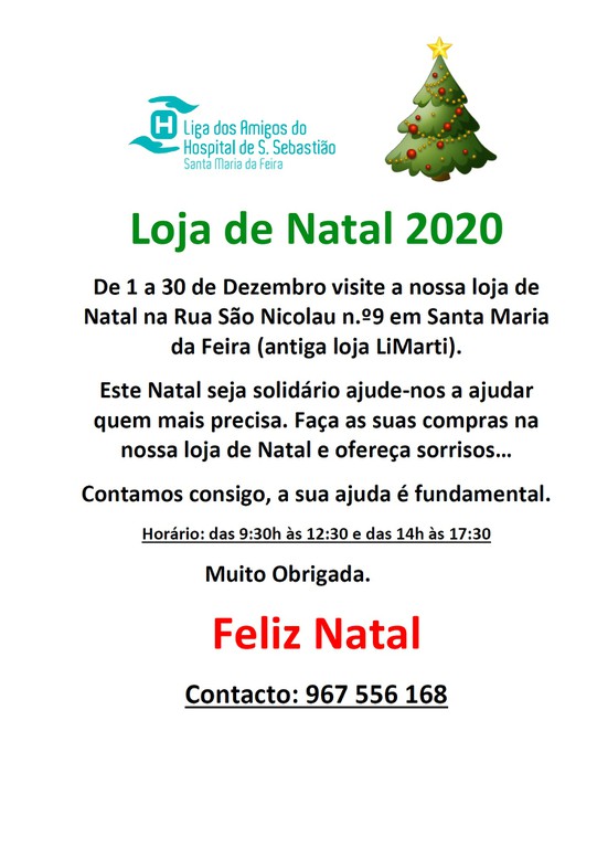 Loja de Natal 2020 | Liga dos Amigos do Hospital S. Sebastião