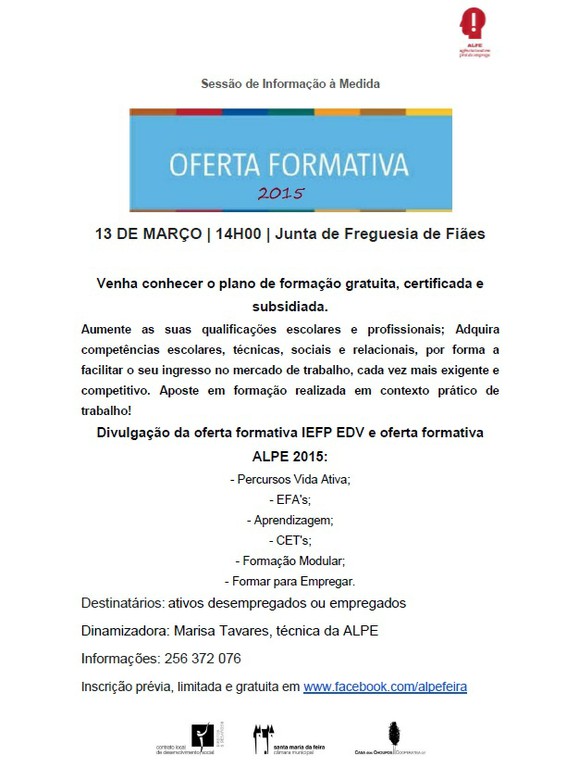 Sessão de Informação à Medida - Oferta Formativa 2015 - Junta de Freguesia de Fiães