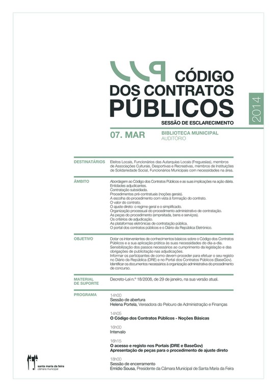 Cartaz Códigos Contratos Públicos