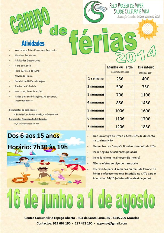 Cartaz Campo de Férias 2014 APPV