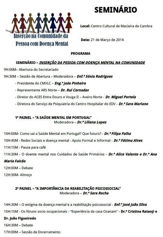 Seminário – Inserção da Pessoa com Doença Mental na Comunidade